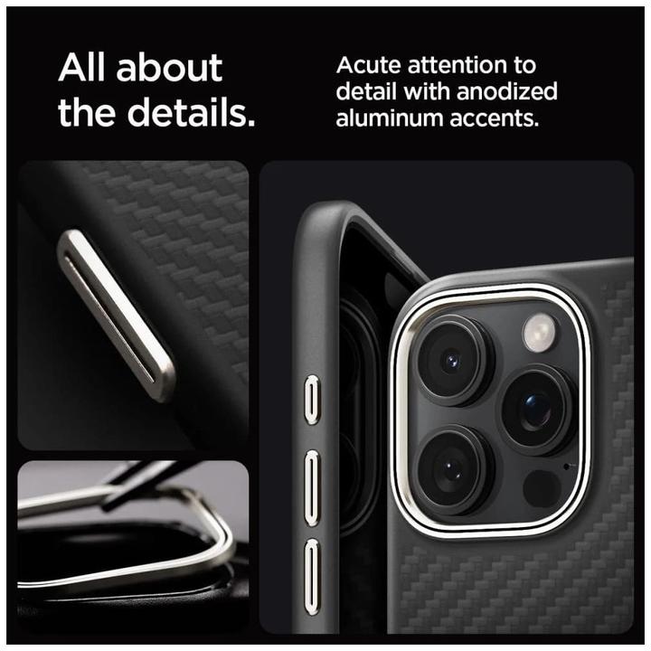 Produktbild Spigen Enzo Aramid Mag Magsafe Hülle für iPhone 16 Pro Max 6,9" schwarz/natur (Apple iPhone 16 Pro Max)
