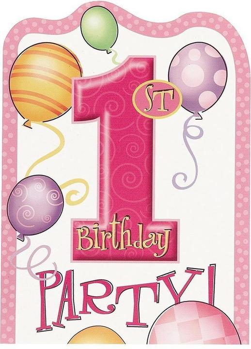 Image du produit Unique Party Ballons 1st Birthday Invitations (Pack of 8) (8 x)