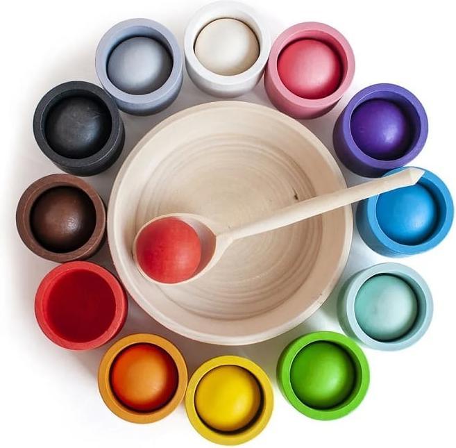 Actual product image Activity Board Waldorf Education, Waldorf Toys, wooden toys for children - Colourful Sorting Cups