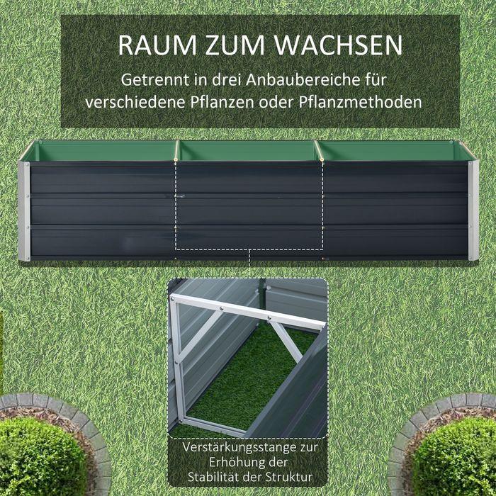 Produktbild Swisshandel24 Stahl Hochbeet XXL Gartenbeet Pflanzkasten mit Handschuhen, Dunkelgrau, 183x47x40cm