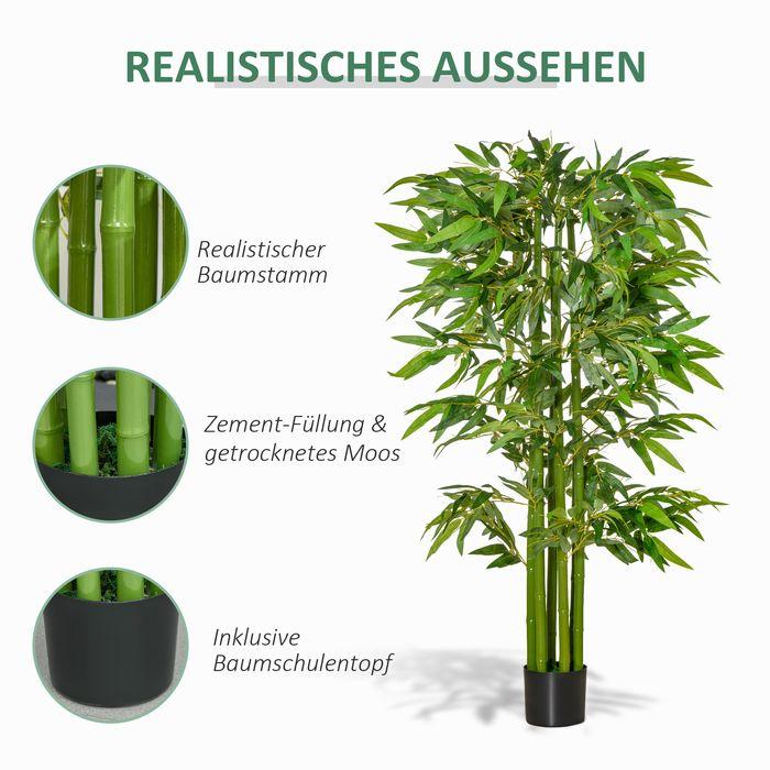 Immagine prodotto Swisshandel24 Piante artificiali grandi 160 cm bambù pianta artificiale da ufficio vaso di plastica per il dr. (160 cm)