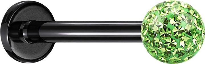 Produktbild Star Piercing Micro Labret schwarz mit Kristallkugel hellgrün Epoxy Schutzschicht (ohne Messing, Titan G23)