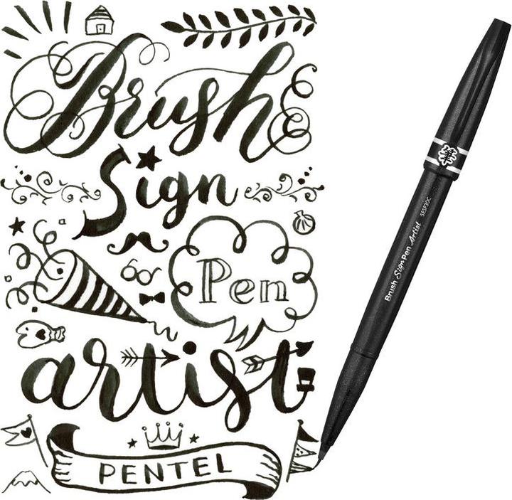 Actual product image Pentel Sign Pen Brush Artist (Black, 1 x)