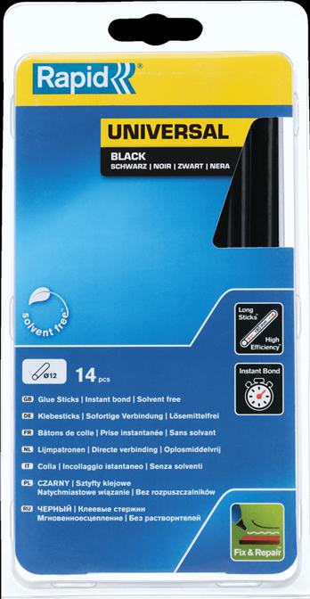 Rapid Universal Schwarze Klebesticks Ø12x190mm 14 Stück