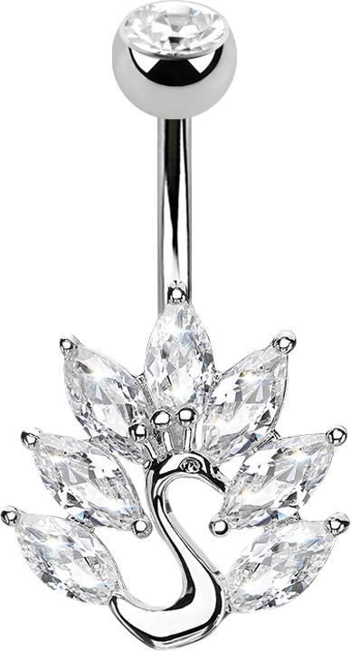 Actual product image Star Piercing Banana silver with ball crystal silver peacock (Brass, Surgical steel 316L)
