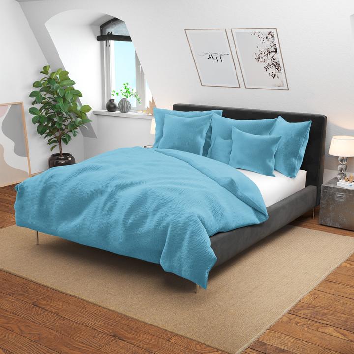 Immagine prodotto Lotus Bettwaren Biancheria da letto in raso Seersucker uni (Copripiumino, 240 x 240 cm)