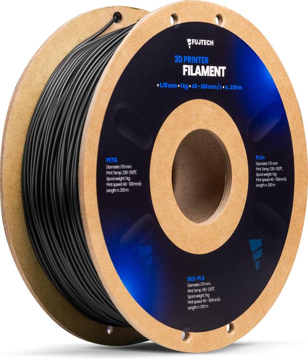 Actual product image Fuj Tek PLA+ Filament for 3D Printer, 1.75 mm, Black (PLA+, 1.75 mm, 1400 g, Black)