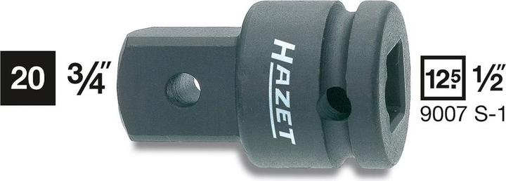 Image du produit HAZET Pièce d’augmentation 9007S-1 ∙ Carré creux 12,5 mm (1/2 pouce) ∙ Carré massif 20 mm (3/4 pouc…