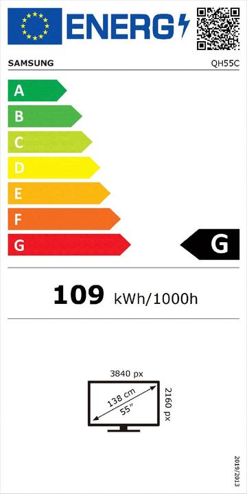 Label énergétique Samsung QH55C (3840 x 2160 pixels, 55")