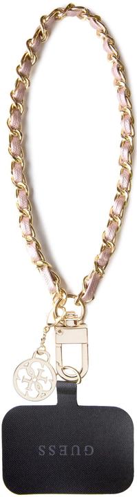Actual product image Guess GUOUCHSAMC4P Universal Hand Strap różowy/pink Saffiano Chain 4G Charm