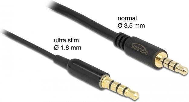 Actual product image Delock Audio extension cable jack 3.5 mm 4 pin male to female Ultra Slim 0.5 m black (0.50 m, Extension)