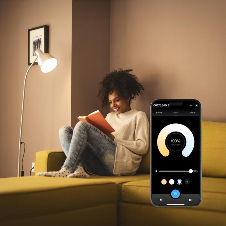 Image du produit Hama Ampoule LED WLAN intelligente, E27, Matter, 9W, RGBW, pour contrôle vocal/par application (E27, 9 W, 806 lm, 1 x, F)