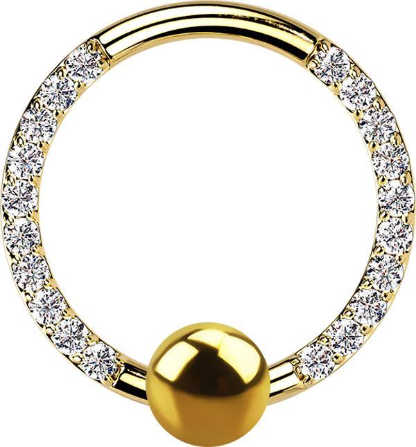 Image du produit Star Piercing Ball Closure anneau doré front cristaux argentés (sans laiton, Titane G23)