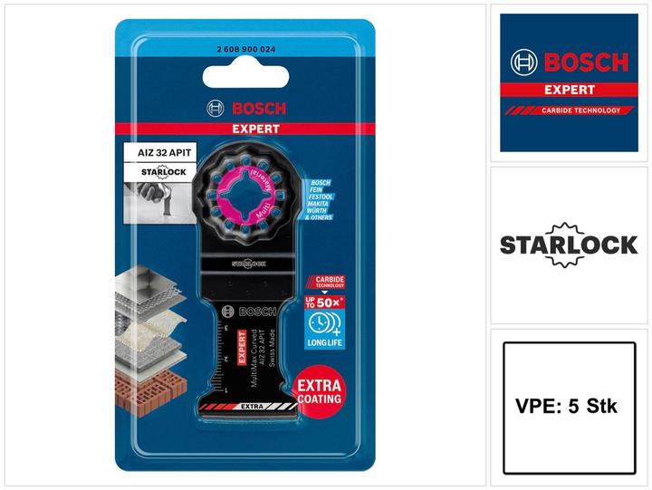 Immagine prodotto Bosch Professional Zubehör EXPERT MultiMax AIZ 32 Lama APIT per utensili multifunzione, 32 mm, 5 pezzi