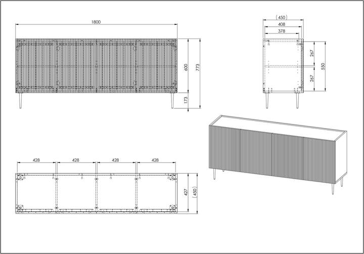 Produktbild micasa Ilvi (180 x 45 x 80 cm)