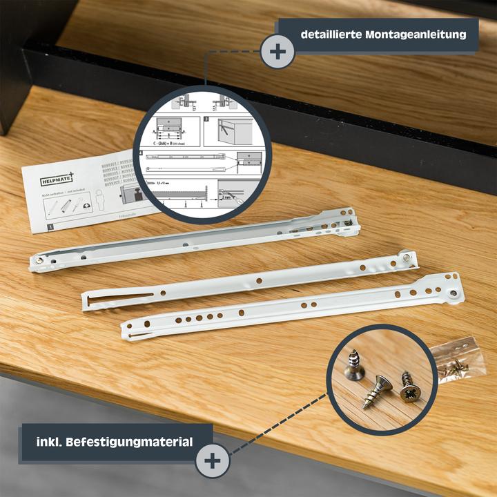 Produktbild Helpmate Rollschubführung 450 mm, Teilauszug, 2 Paar