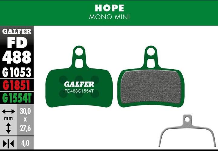 Immagine prodotto Galfer Bike GALFER Pastiglie freno FD488 Pro "Hope Mono mini (Speranza, Organici)