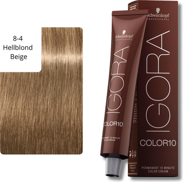 Actual product image Schwarzkopf Professional Igora Color 10 - 8-4 Light Blonde Beige (8-4 Light blonde beige)