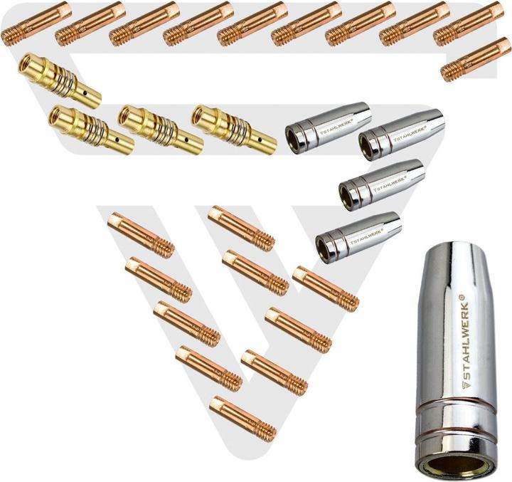 Actual product image Stahlwerk Wear parts MIG MAG 28-piece AK15/MB15 AK14/MB14 Welding torch