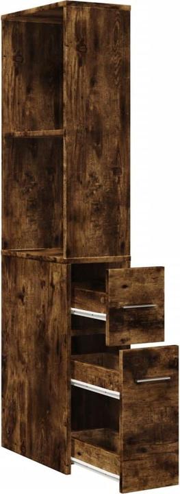 Immagine prodotto VidaXL Armadietto da bagno Armadietto alto Armadietto a nicchia Stretto con rotelle Rovere fumé (22 x 41 x 135 cm)