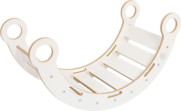 Actual product image Activity Board Medium Dream Rocker Weisses Holz & Leiter mit grauem Kissen