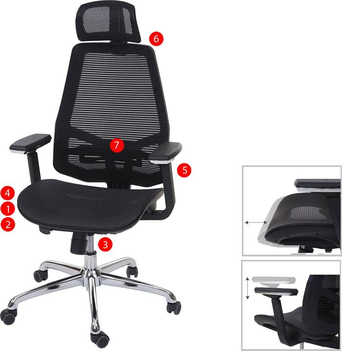 Image du produit Swisshandel24 Chaise de bureau, chaise de bureau, fonction coulissante Tissu/textile ISO9001 - noir/noir