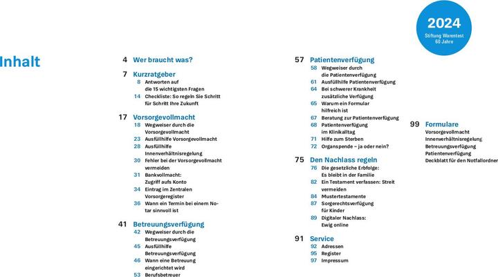 Label énergétique Das Vorsorge-Set (Allemand, Stiftung Warentest, 2024)