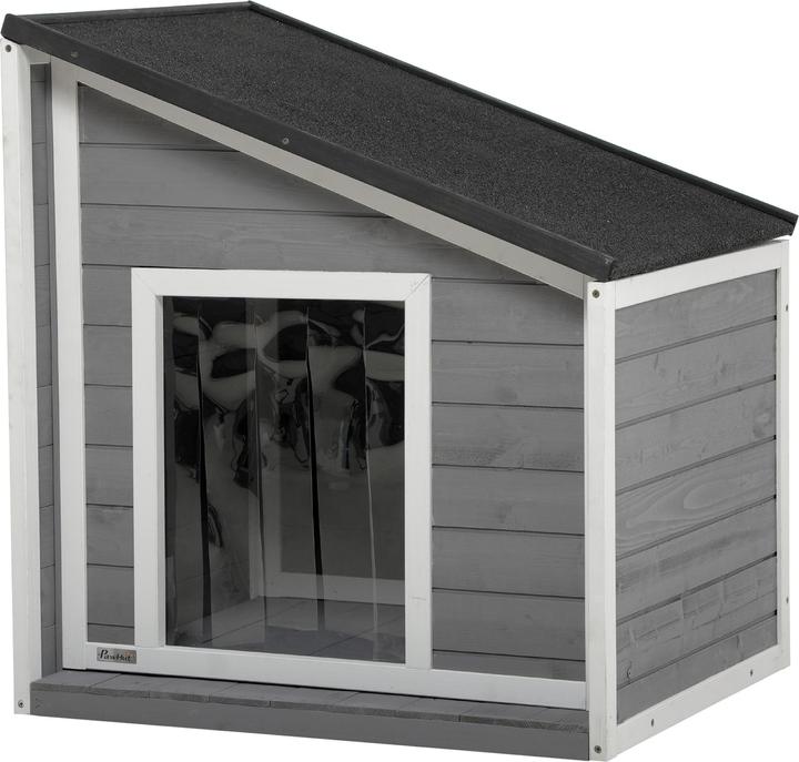 Produktbild PawHut Hundehütte mit zu öffnendem Schrägasphaltdach (Hundehütte)