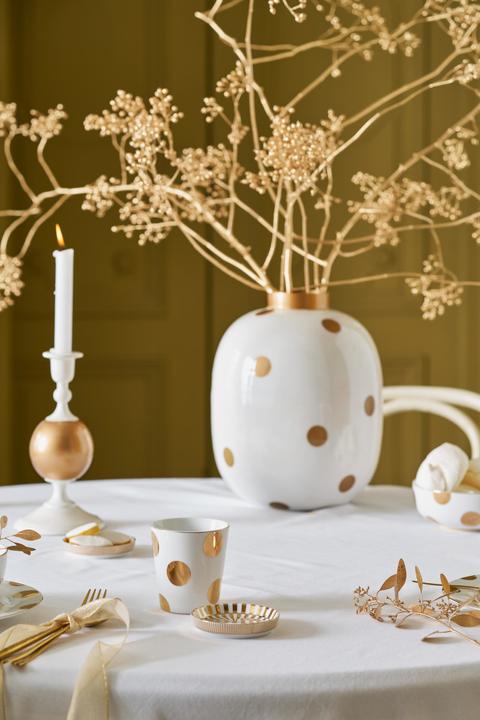 Produktbild PIP Studio Dot Delight Tasse ohne Henkel & Teeablage weiss-gold 230ml (230 ml, 1 x)