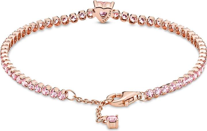 Immagine prodotto Pandora Bracciale da tennis in oro rosa 14k con pavé di cuori scintillanti (16 cm, Metallo, placcato oro rosa)
