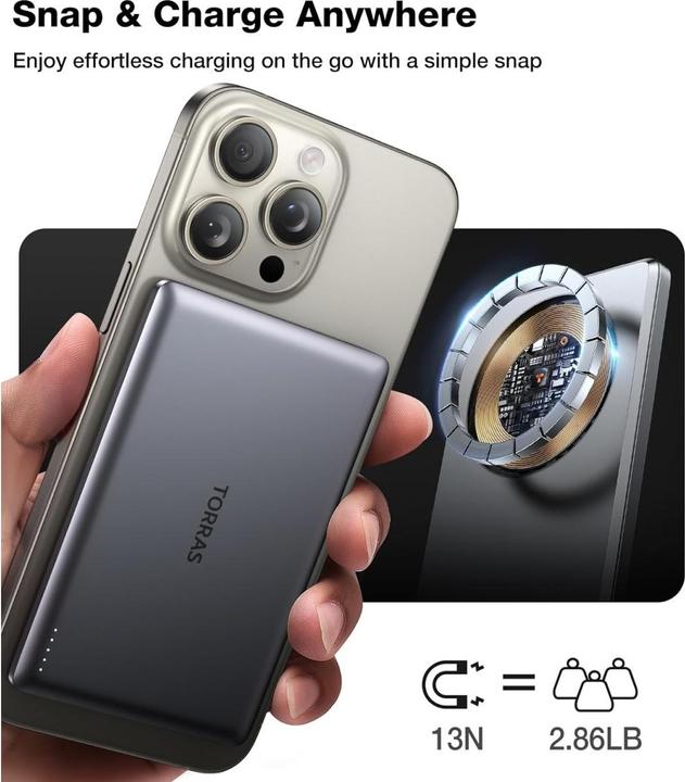 Actual product image Torras MiniMag Powerbank (5000 mAh, 18 W, 18 Wh)