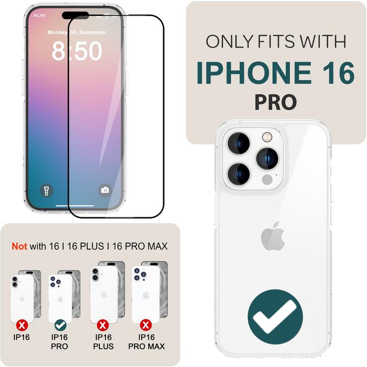 Produktbild Nalia 2x Schutzglas & 1x Schablone (2 Stück, Apple iPhone 16 Pro)
