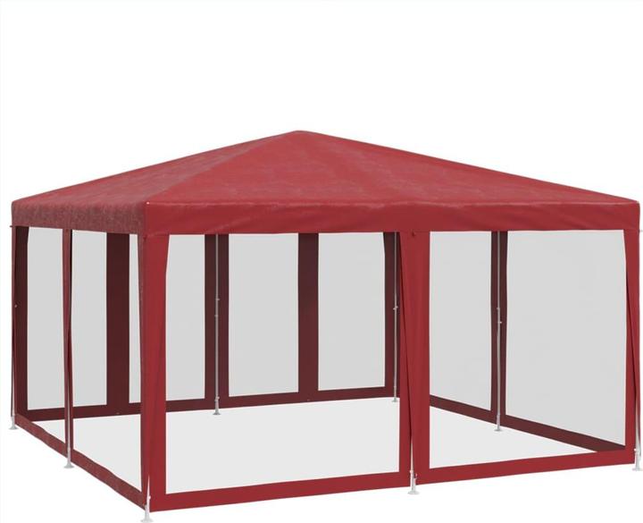 Produktbild VidaXL Partyzelt Pavillon Festzelt mit 8 Mesh-Seitenteilen Rot 4x4m HDPE (400 cm, 400 cm)