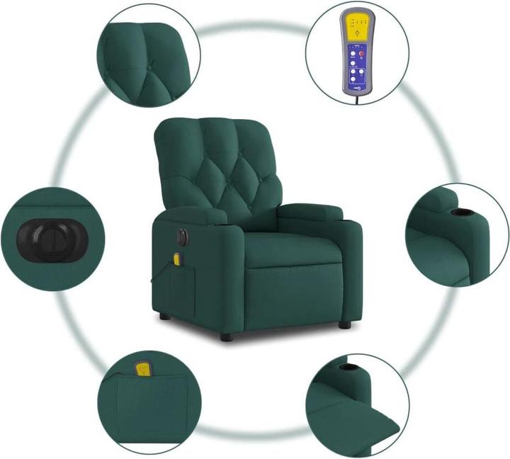 Immagine prodotto VidaXL Poltrona massaggiante Poltrona TV reclinabile elettrica in tessuto verde scuro