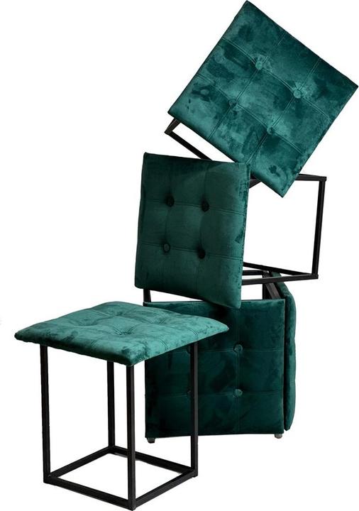 Produktbild Go Gift Puff-Transformer 5in1 - 5 Hocker in 1 Pouffe Flasche grüner Samt