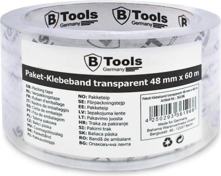 Valori nutrizionali e ingredienti Bahama Warenvetriebs Paketklebeband 48mm x 60m Packband Kartonklebeband Abrollklebeband (48 mm)