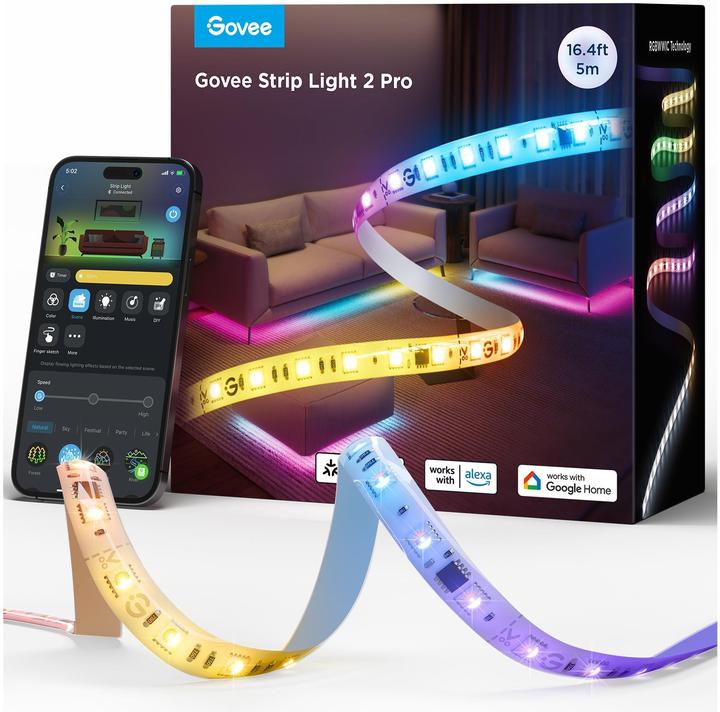 Immagine prodotto Govee Striscia LED 2 Pro (RGBW, RGBIC, 500 cm, Interno)