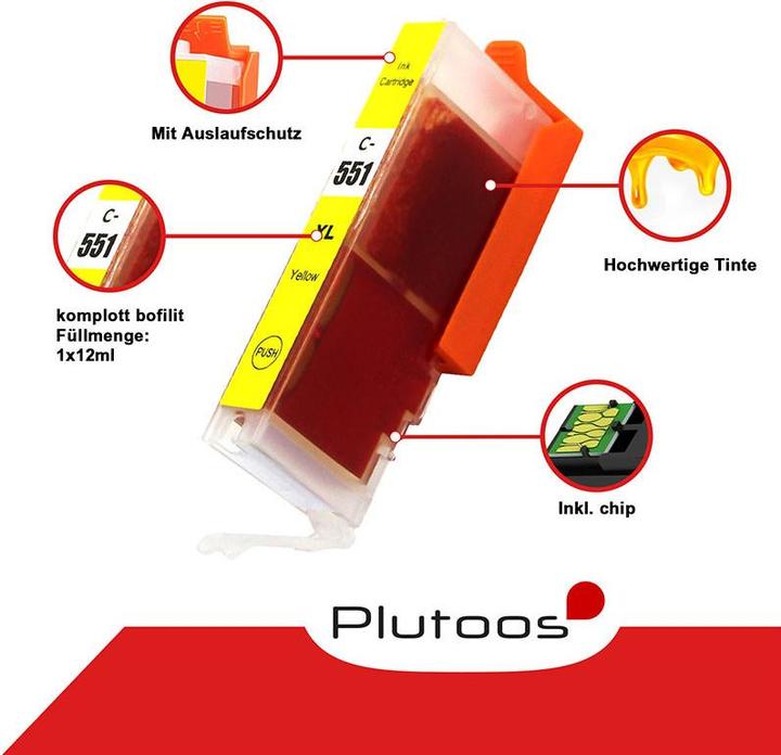 Image du produit Plutoos Cartouche Canon PGI-550 CLI-551 XXL compatible, jeu de 5 couleurs