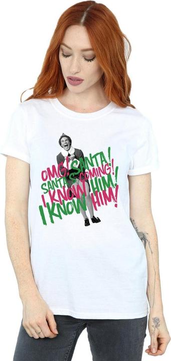 Actual product image Elf Womens/Ladies Santa's Coming Cotton Boyfriend T-Shirt (S)