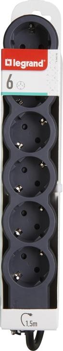 Actual product image Legrand Flat socket strip 6x socket, 1.5 metre cable Black 694558 (6 x, CEE 16/5, 1.50 m)