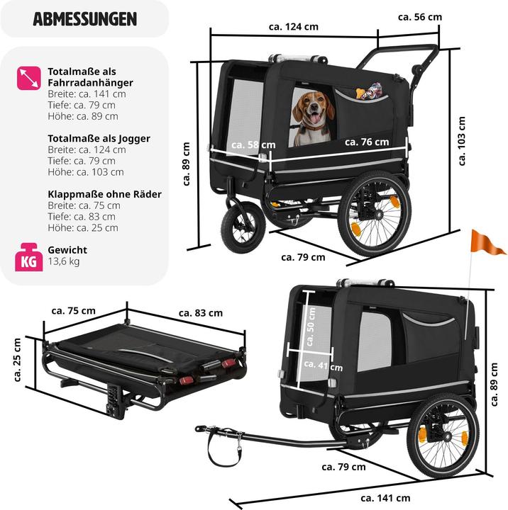 Actual product image tectake Dog Bike Trailer - Multifunctional, Foldable