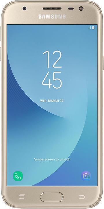 Produktbild Samsung Galaxy J3 (2017) Duos (16 GB, Gold, 5", Dual SIM + SD, 13 Mpx, 4G)