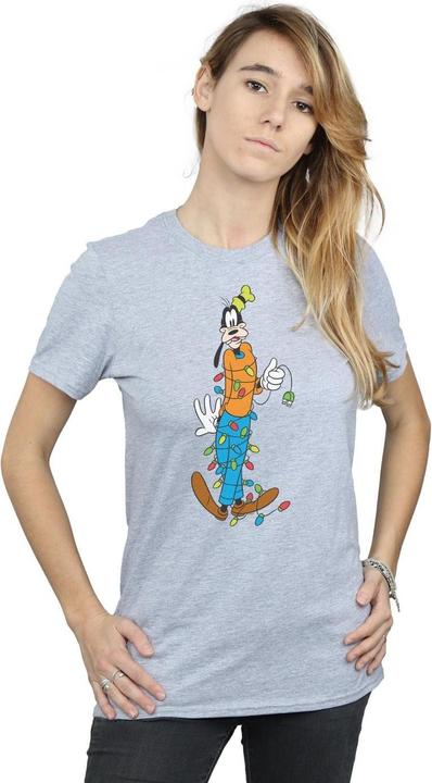 Actual product image Disney Womens/Ladies Goofy Christmas Lights Cotton Boyfriend T-Shirt (L)