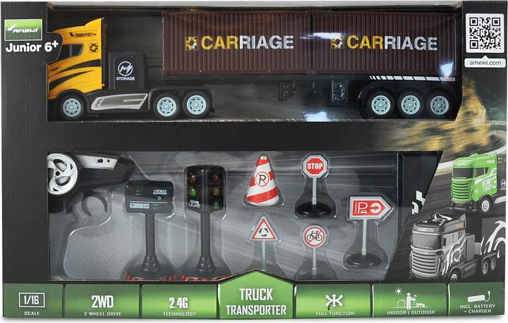 Produktbild Amewi Sattelschlepper mit Container Auflieger 1:16, RTR (RTR Ready-to-Run)