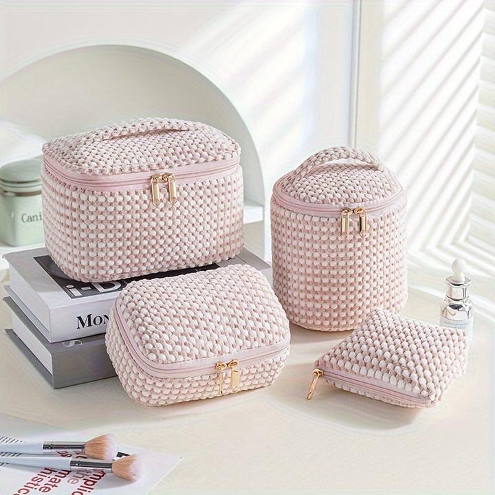 Only-Bags.Store Elegant corduroy cosmetics case set of 4, chic make-up organiser bags with polyester lining