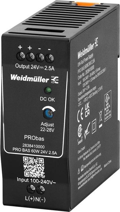 Immagine prodotto Weidmüller Alimentatore per guida DIN PRO BAS, 60 W, 24 V