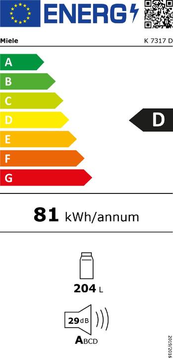 Etichetta energetica Miele Frigorifero K 7317 D (204 l)
