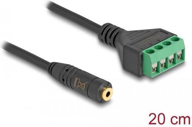 Image du produit Delock Câble jack 2,5 mm 4 broches vers adaptateur bornier 20 cm (0.20 m)