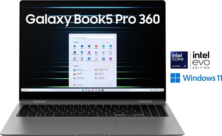 Actual product image Samsung Galaxy Book5 Pro 360 (16", Intel Core Ultra 5 226V, 16 GB, 512 GB, DE)