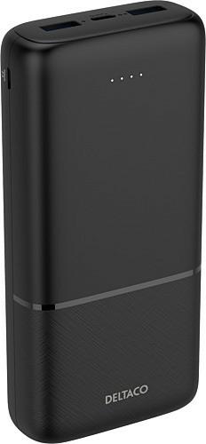 Produktbild Deltaco Powerbank with fast charging, 3 ports, 2x USB-A 18W, 1x USB-C PD 20W, 20,000 mAh black (20000 mAh, 20 W)